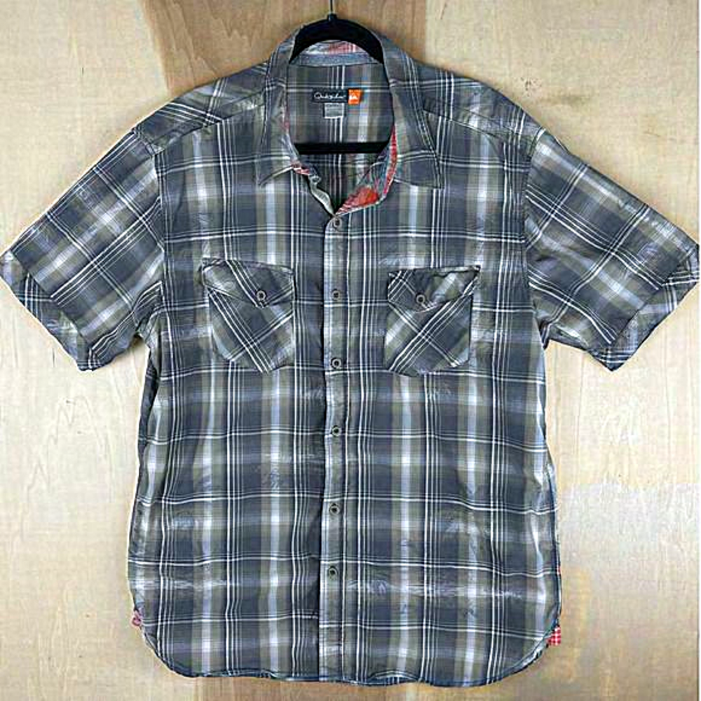 Quiksilver Shirt Mens XL Extra Large Button Plaid‎ Aloha Camp Western